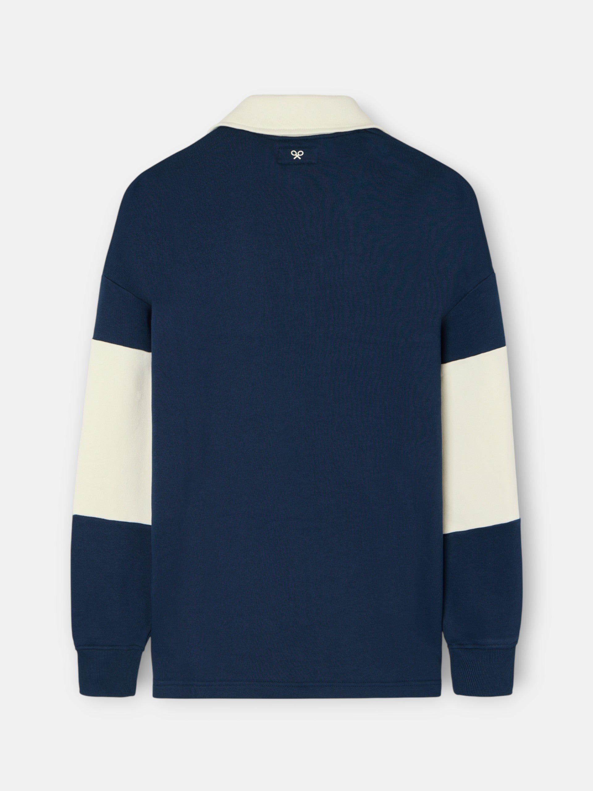 Navy blue relaxed fit panel polo neck sweatshirt