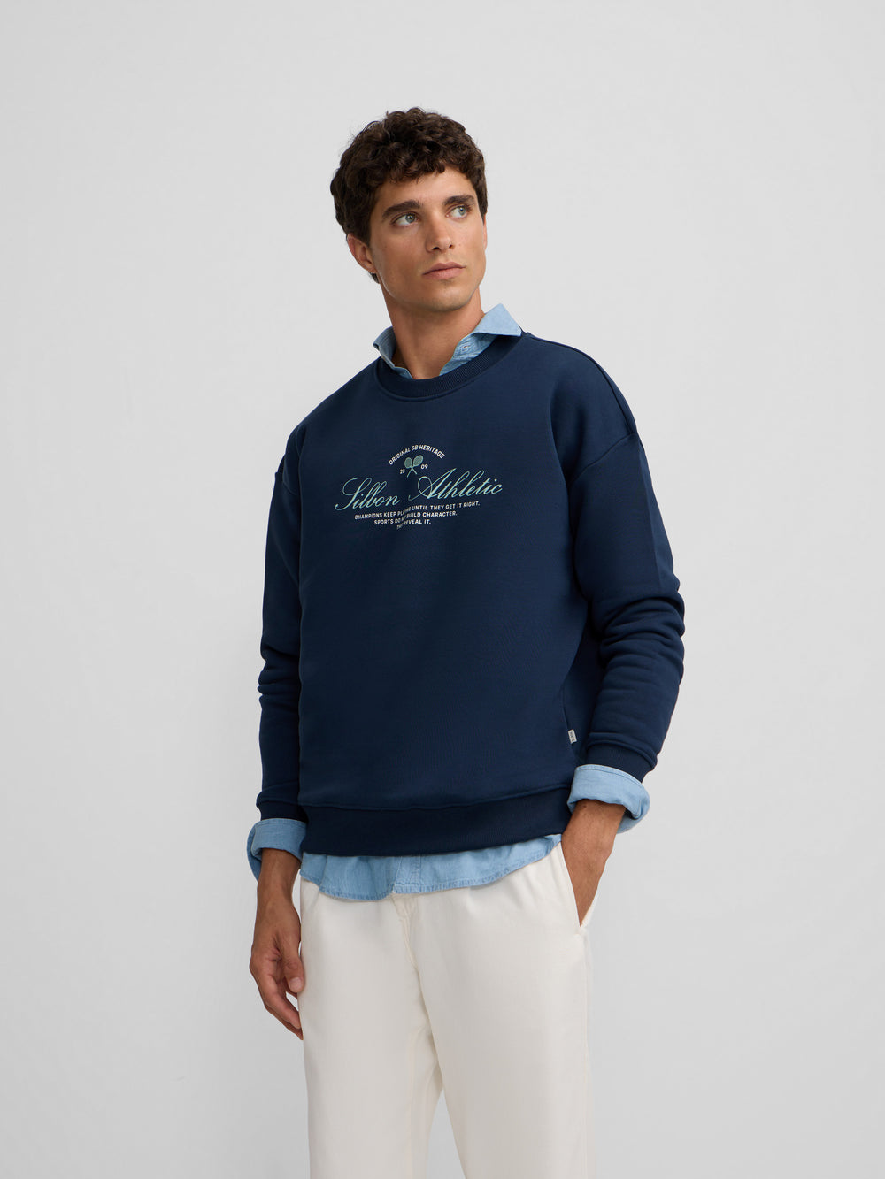 Sudadera special fit lettering azul marino