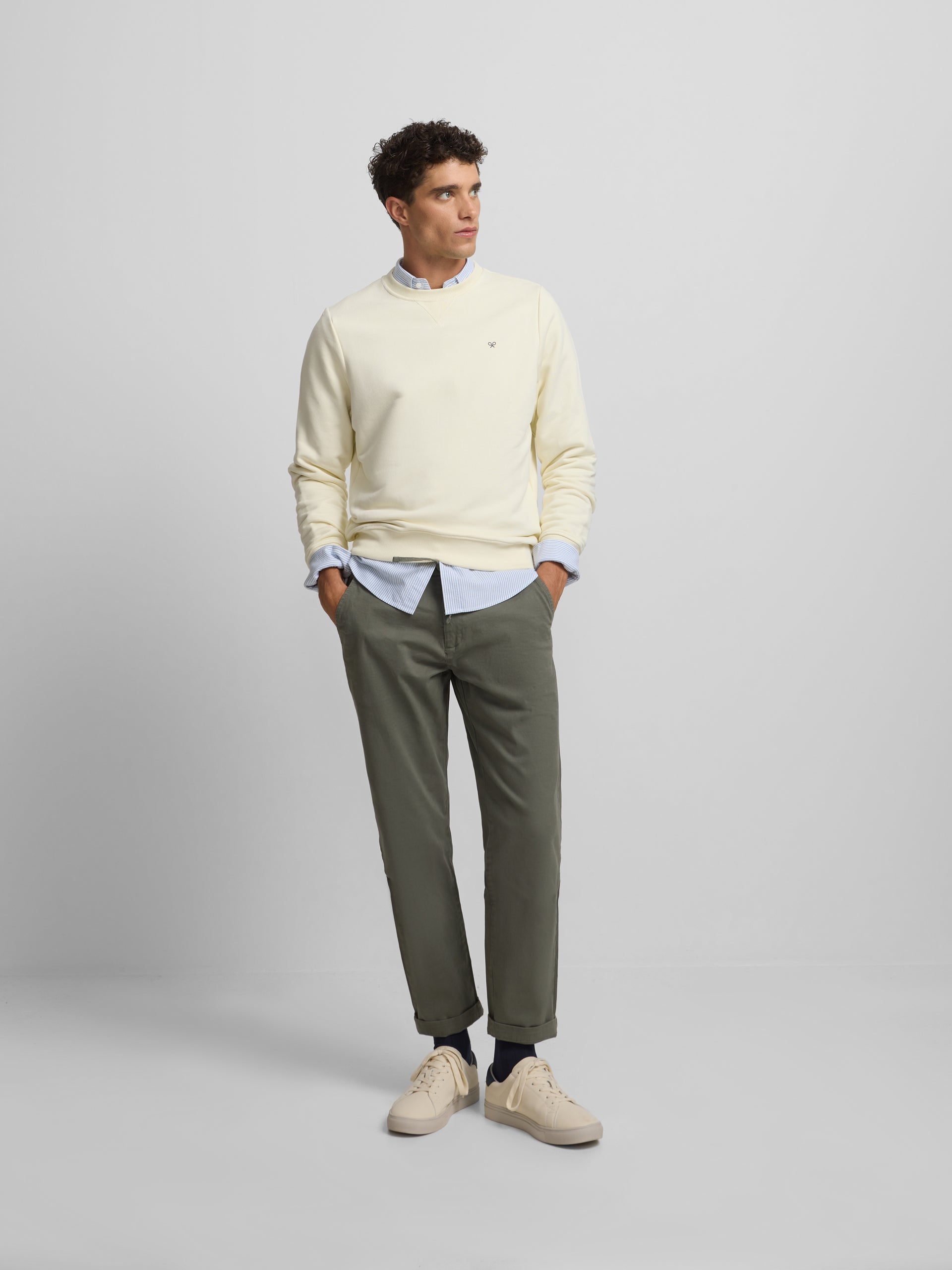 Sweat-shirt à écusson crème SB