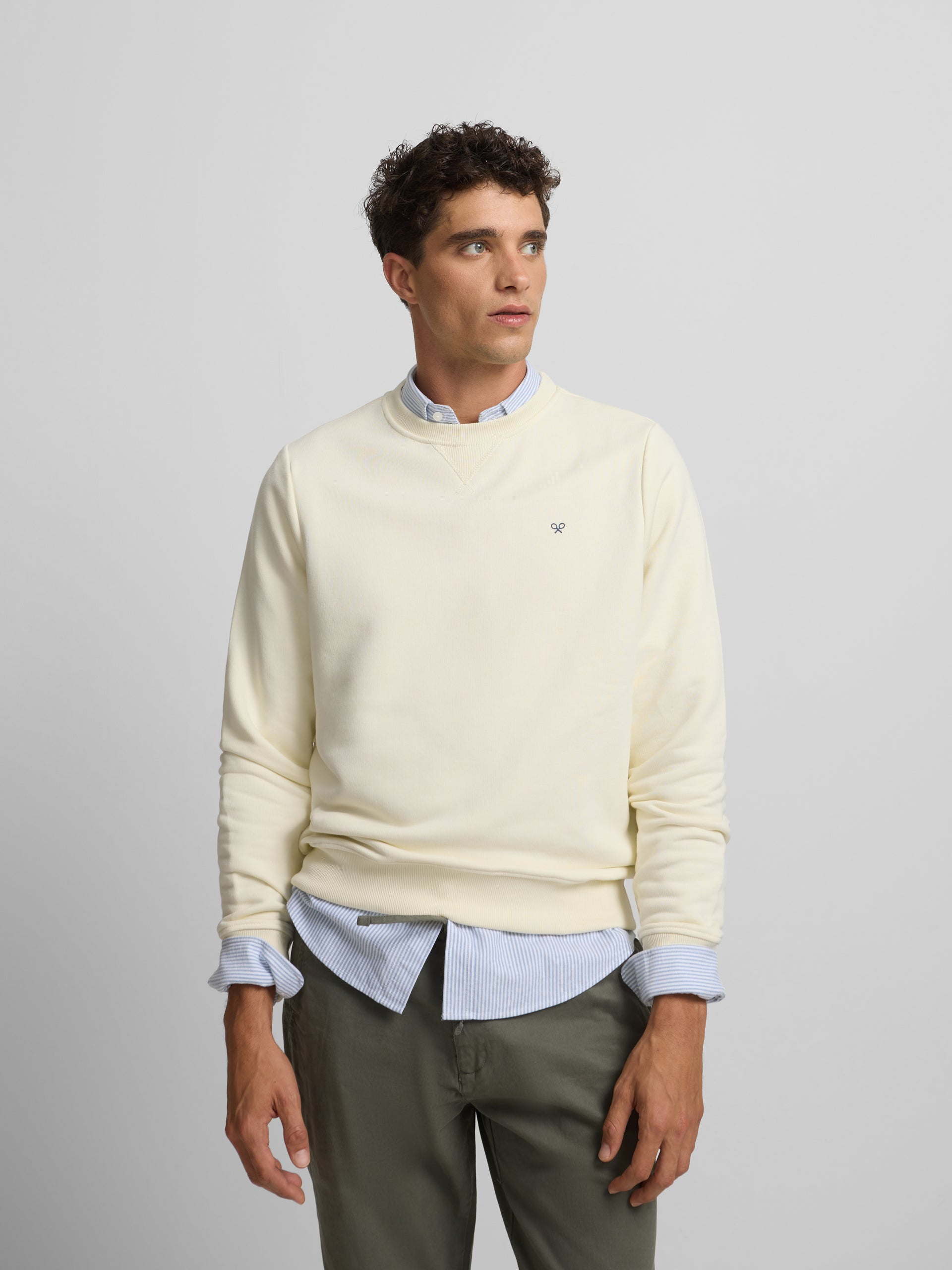 Sweat-shirt à écusson crème SB