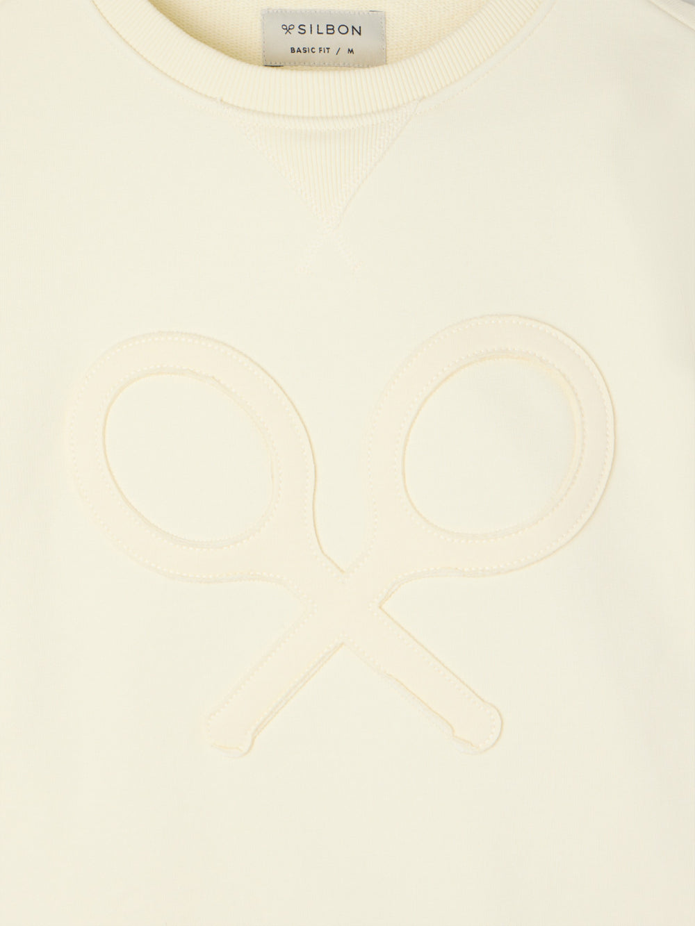 Sudadera raqueta relieve tono crema