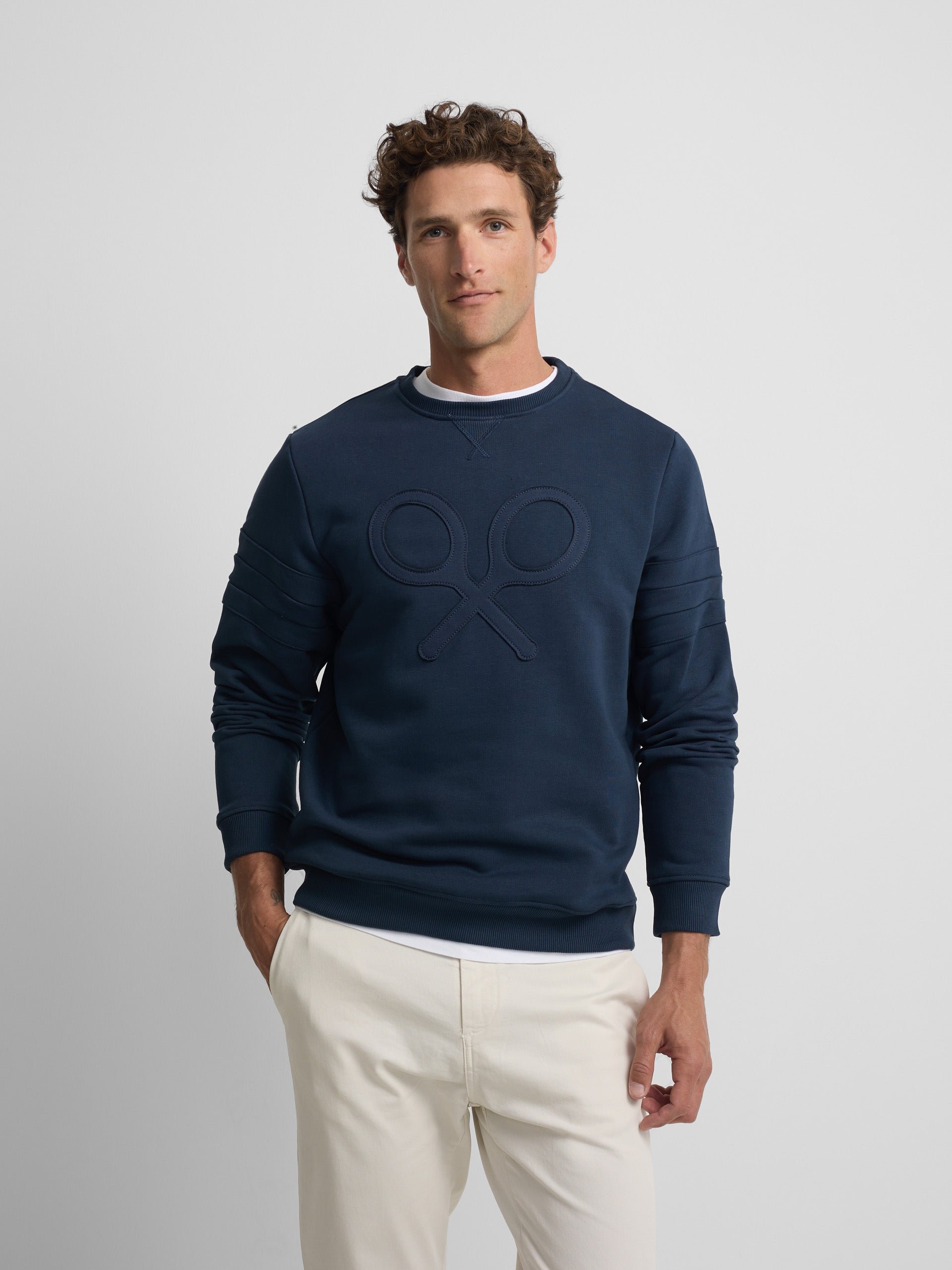 Sudadera raqueta relieve tono marino
