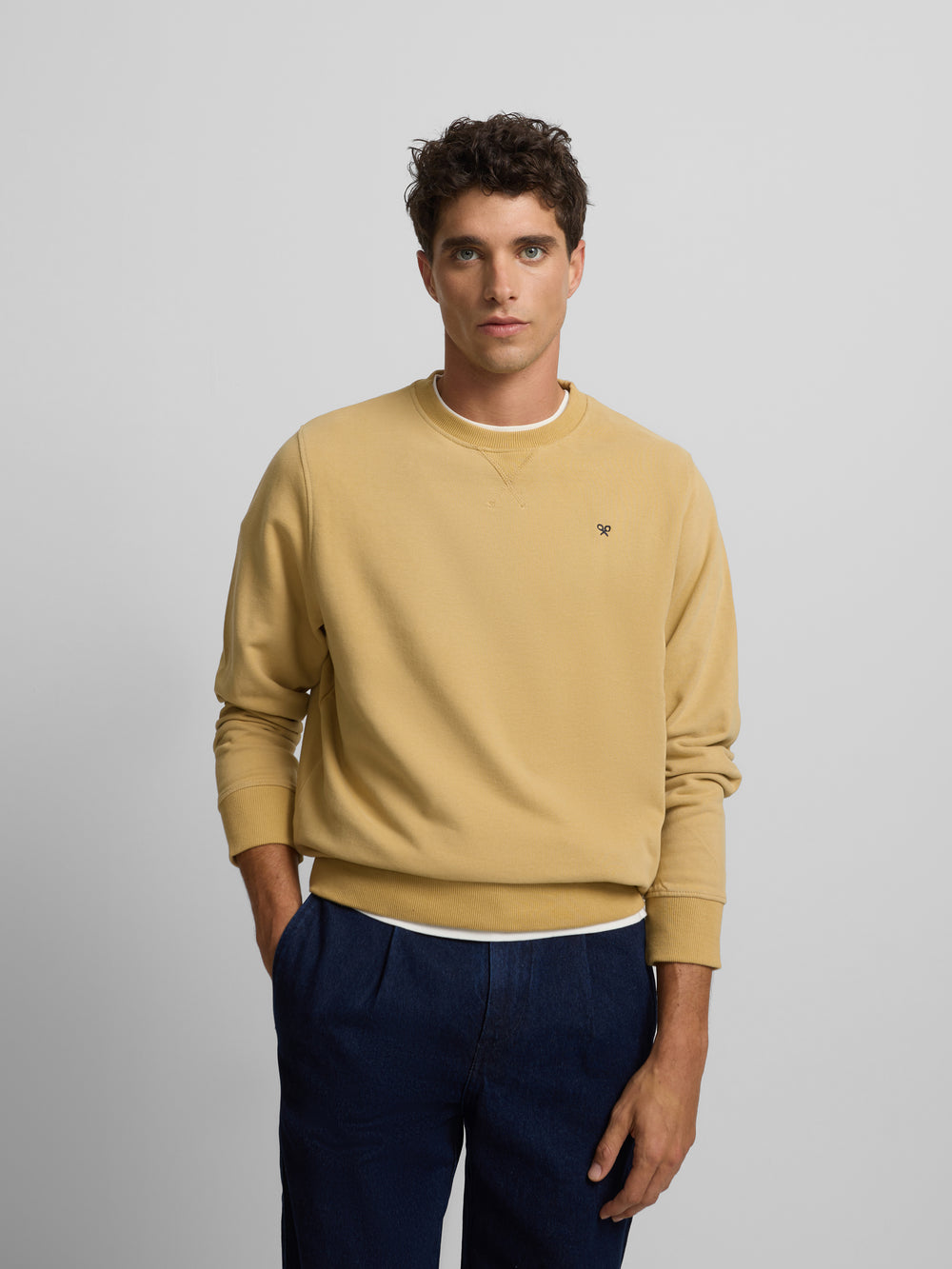 Sudadera silbon minilogo mostaza