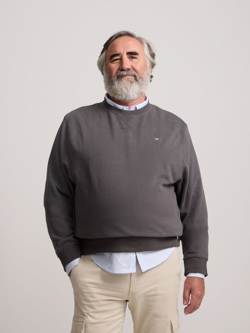 Sweat-shirt gris foncé à mini logo Silbon