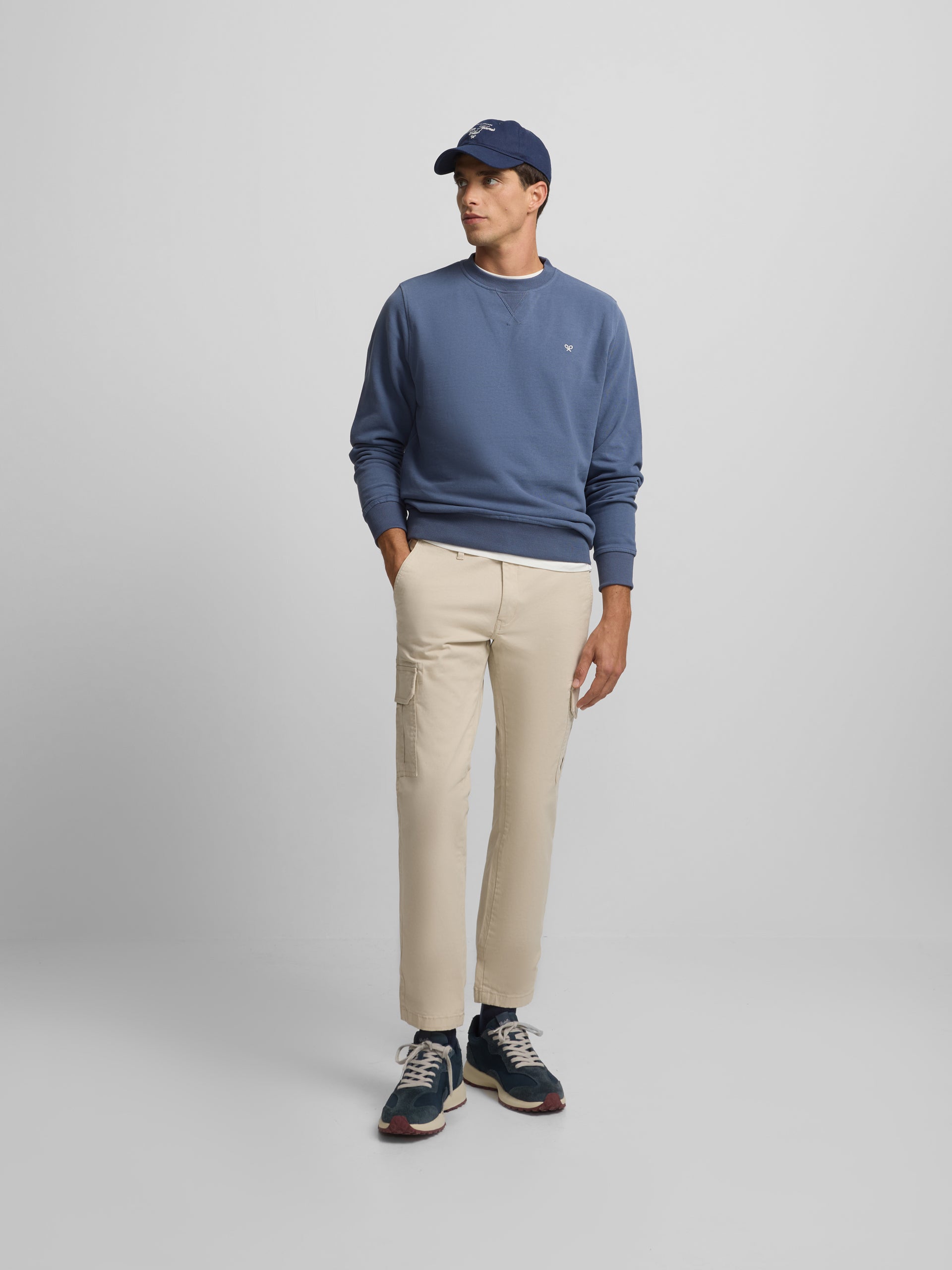 Indigo blue mini logo silbon sweatshirt