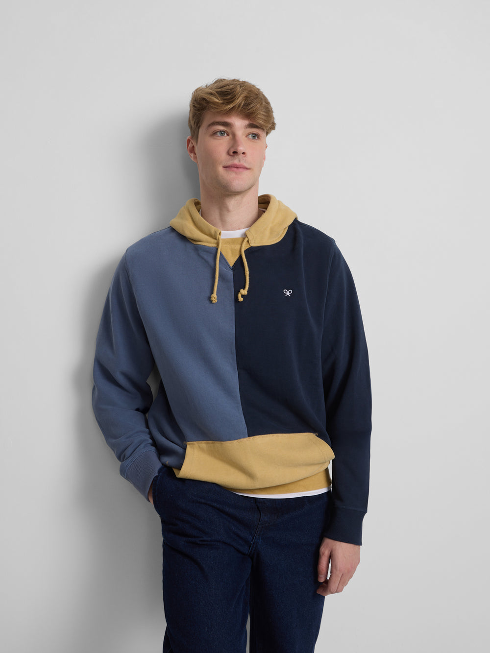 Sudadera hoodie multicolor azul mostaza