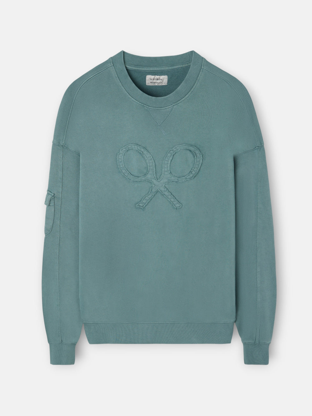 Sudadera relaxed fit logo garment dye gris azul