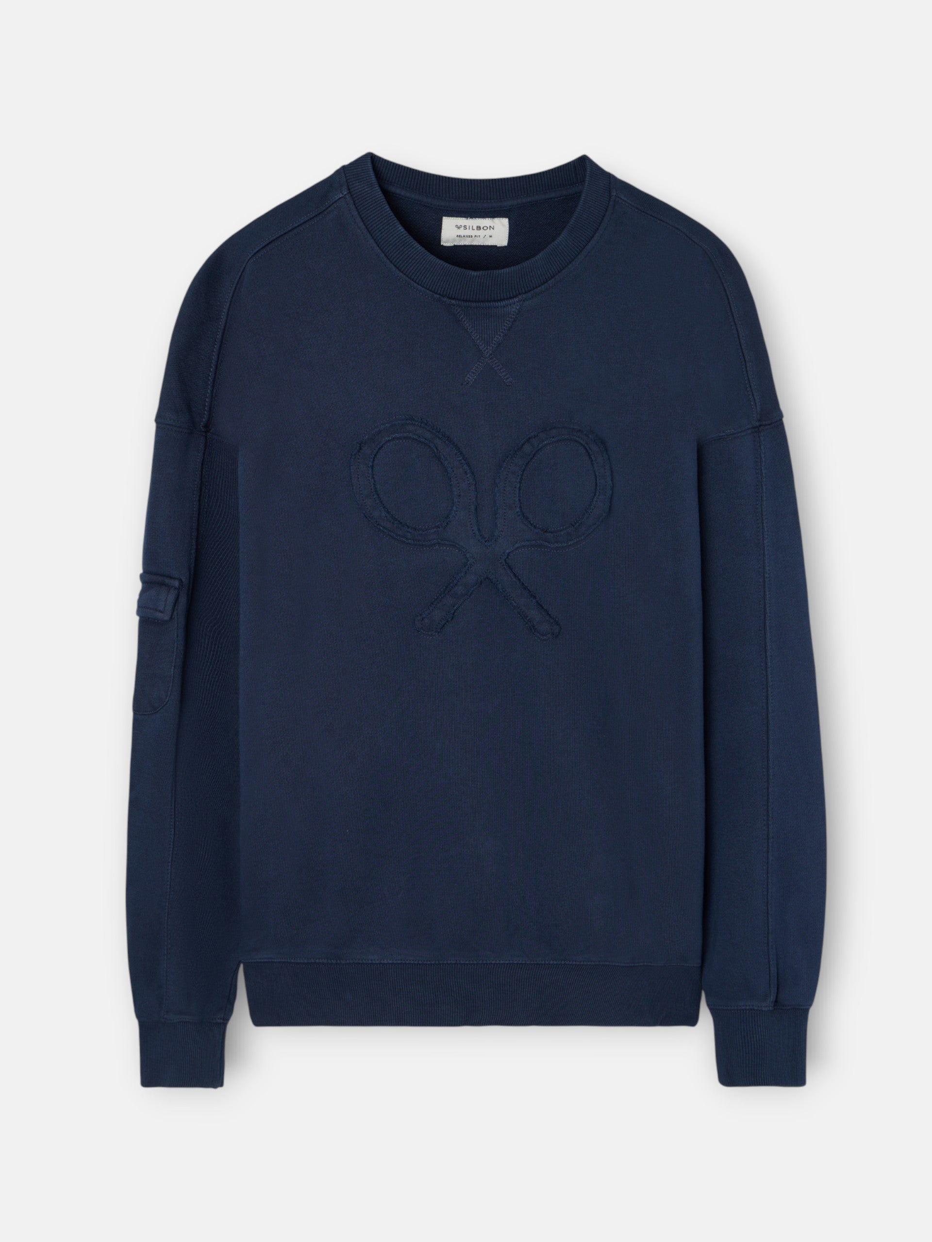 Sweatshirt relaxed fit logo garment dye azul-marinho