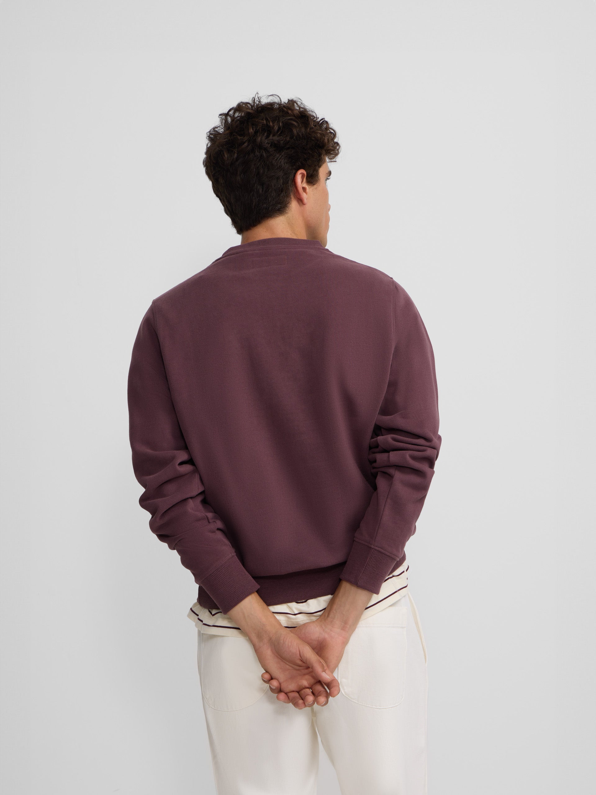 Sweat-shirt mi-long en velours côtelé bordeaux pour raquettes