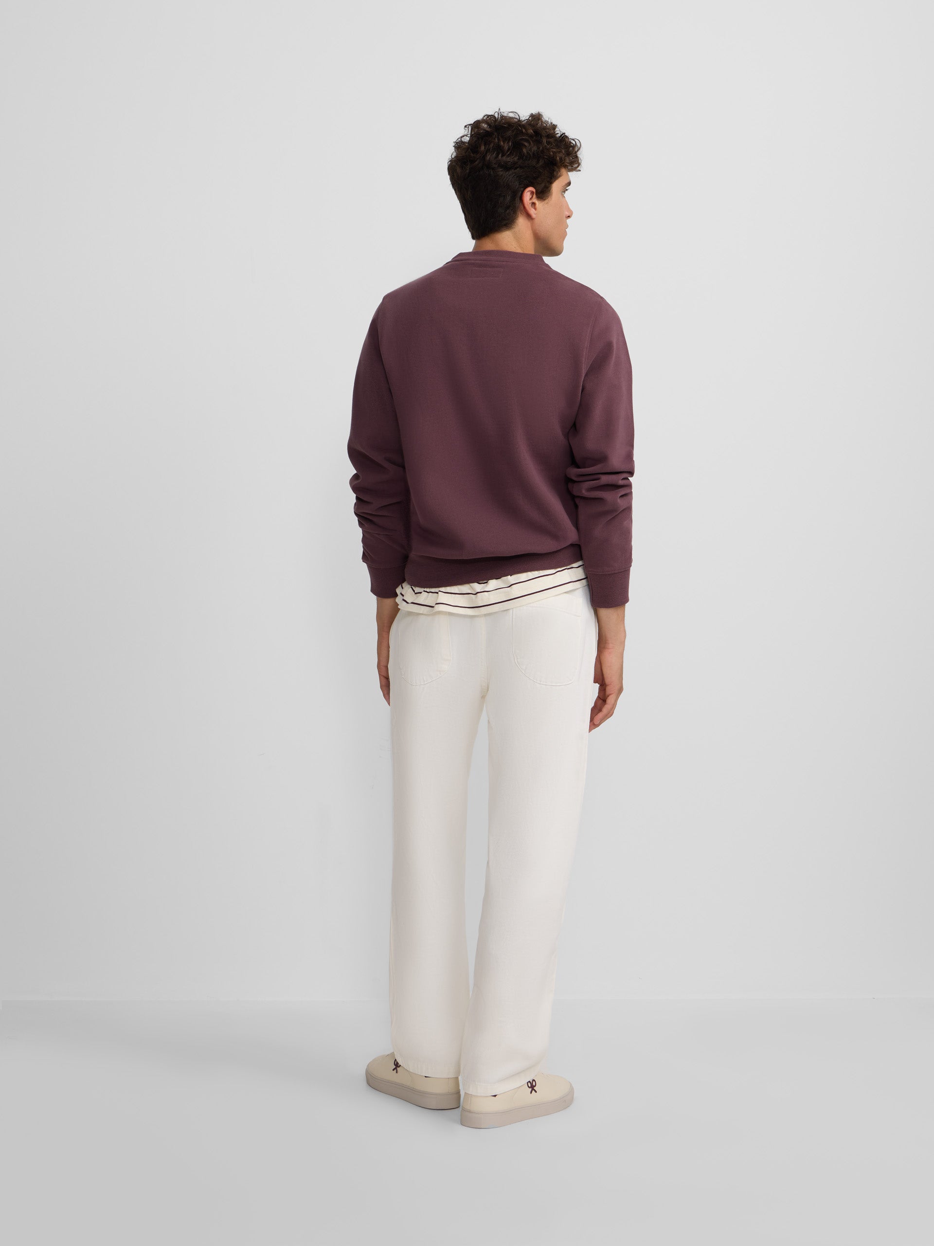 Sweat-shirt mi-long en velours côtelé bordeaux pour raquettes