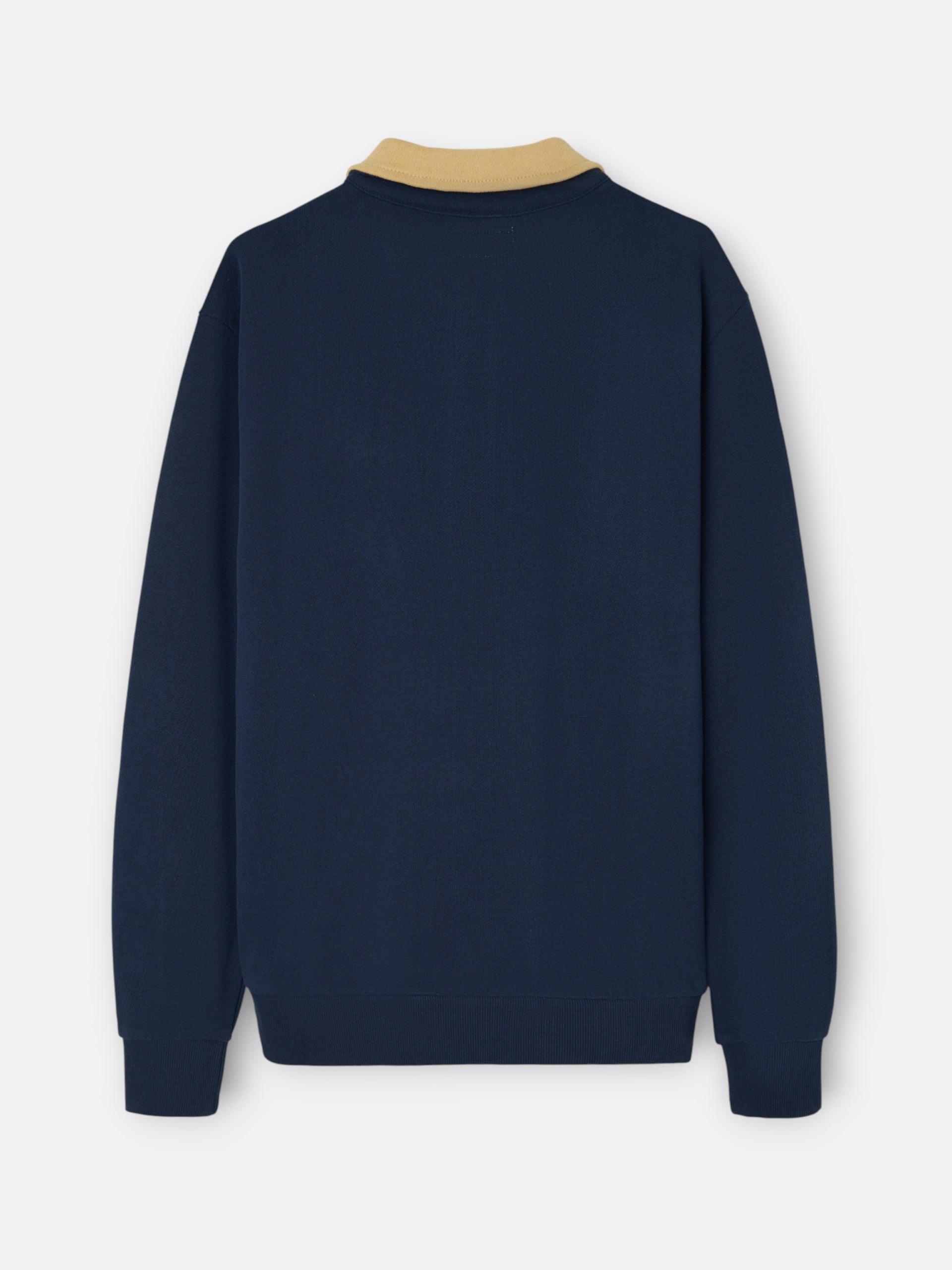 Sweatshirt meia fecho gola contraste azul-marinho