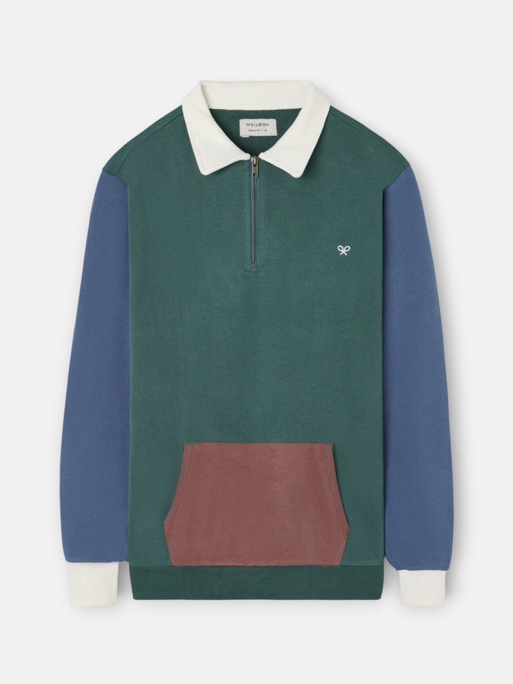 Sudadera media cremallera multicolor verde