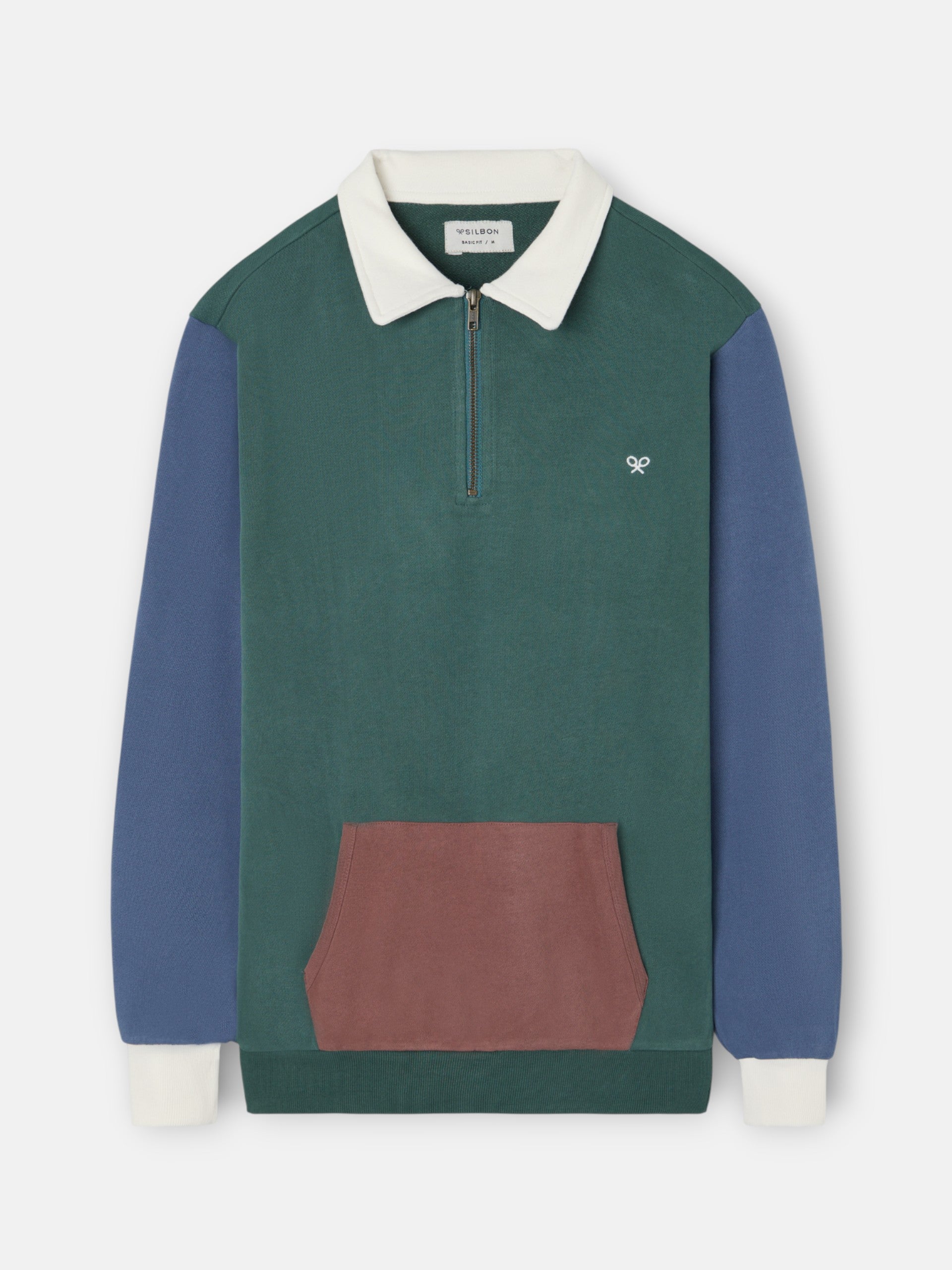 Sudadera media cremallera multicolor verde