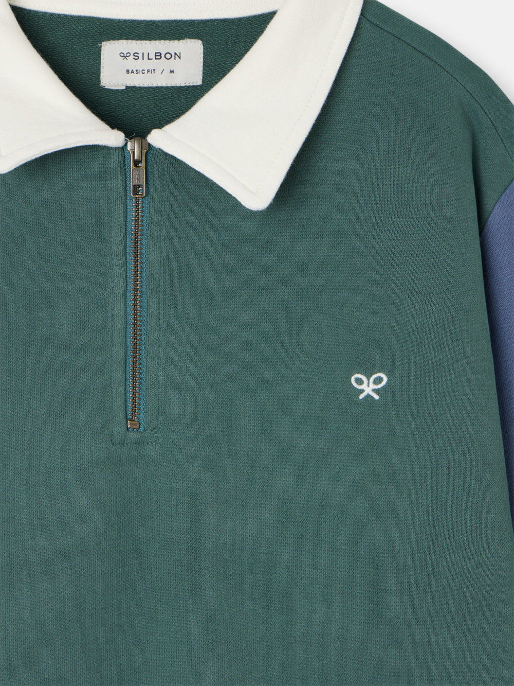 Sudadera media cremallera multicolor verde