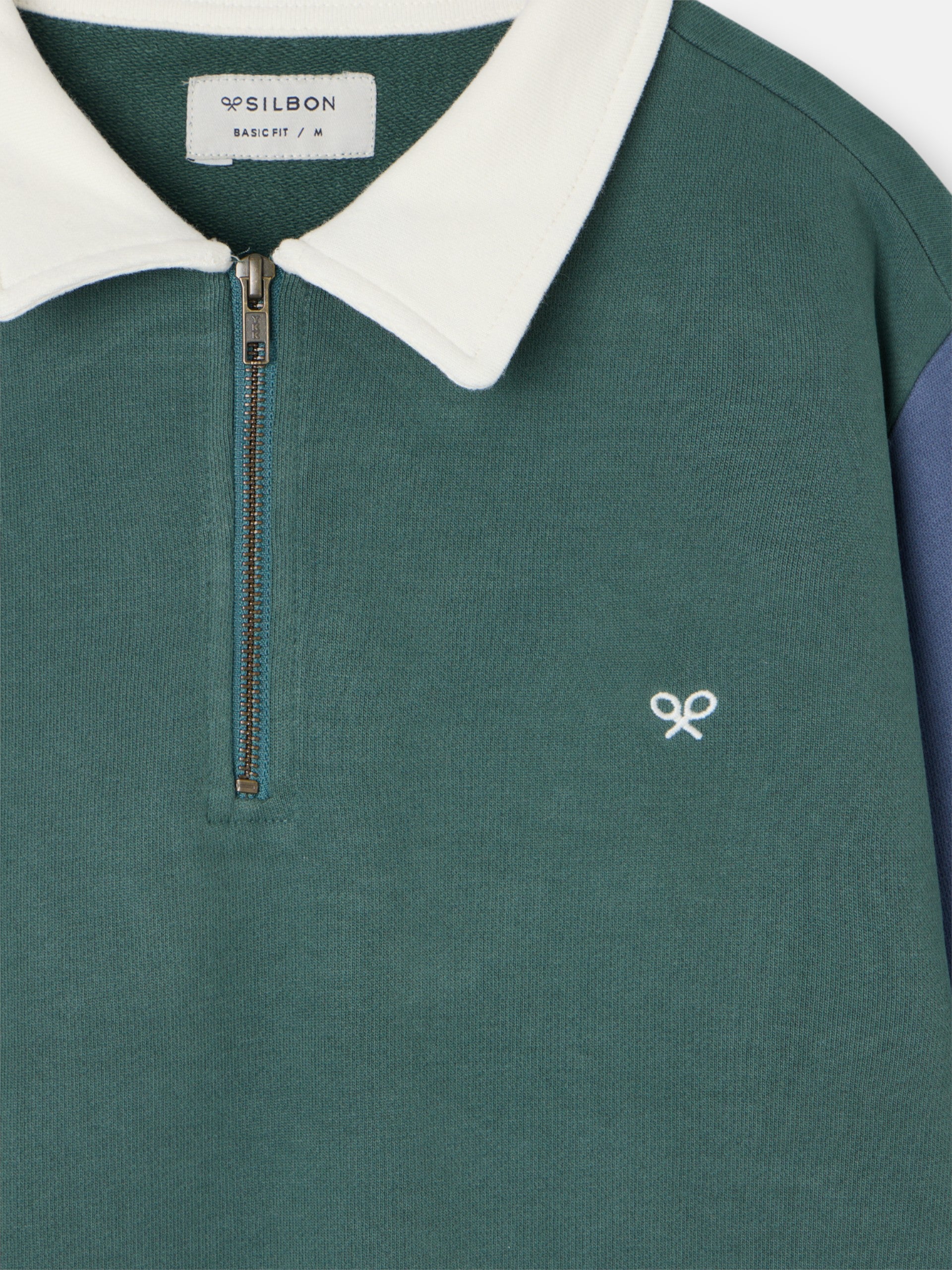 Sudadera media cremallera multicolor verde