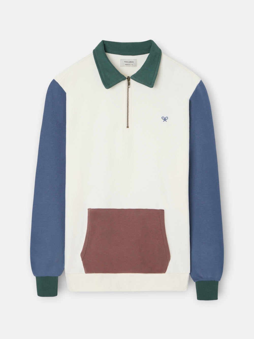 Sudadera media cremallera multicolor crema