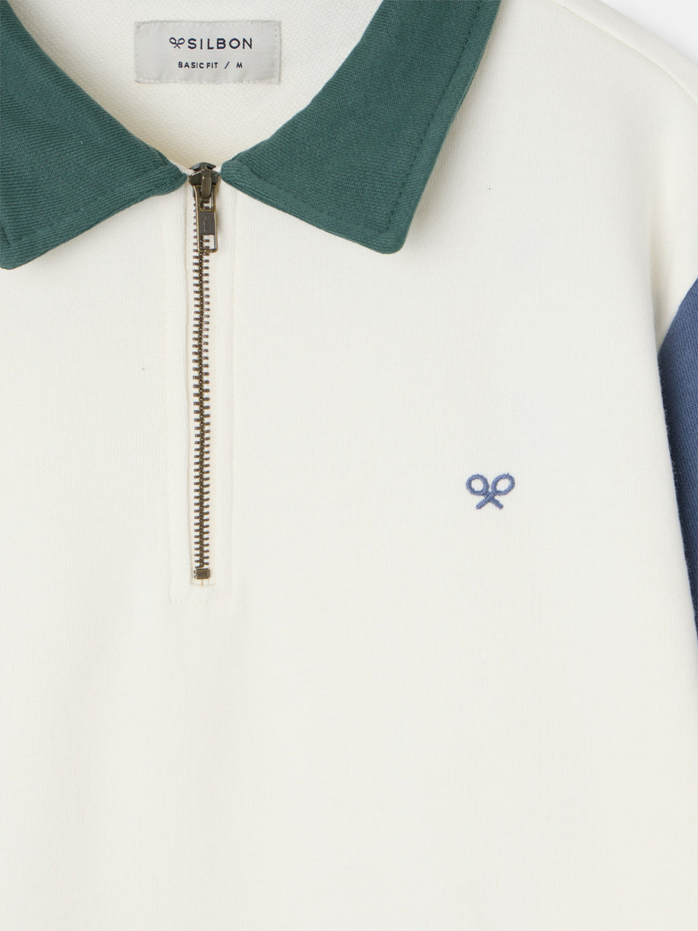 Sudadera media cremallera multicolor crema