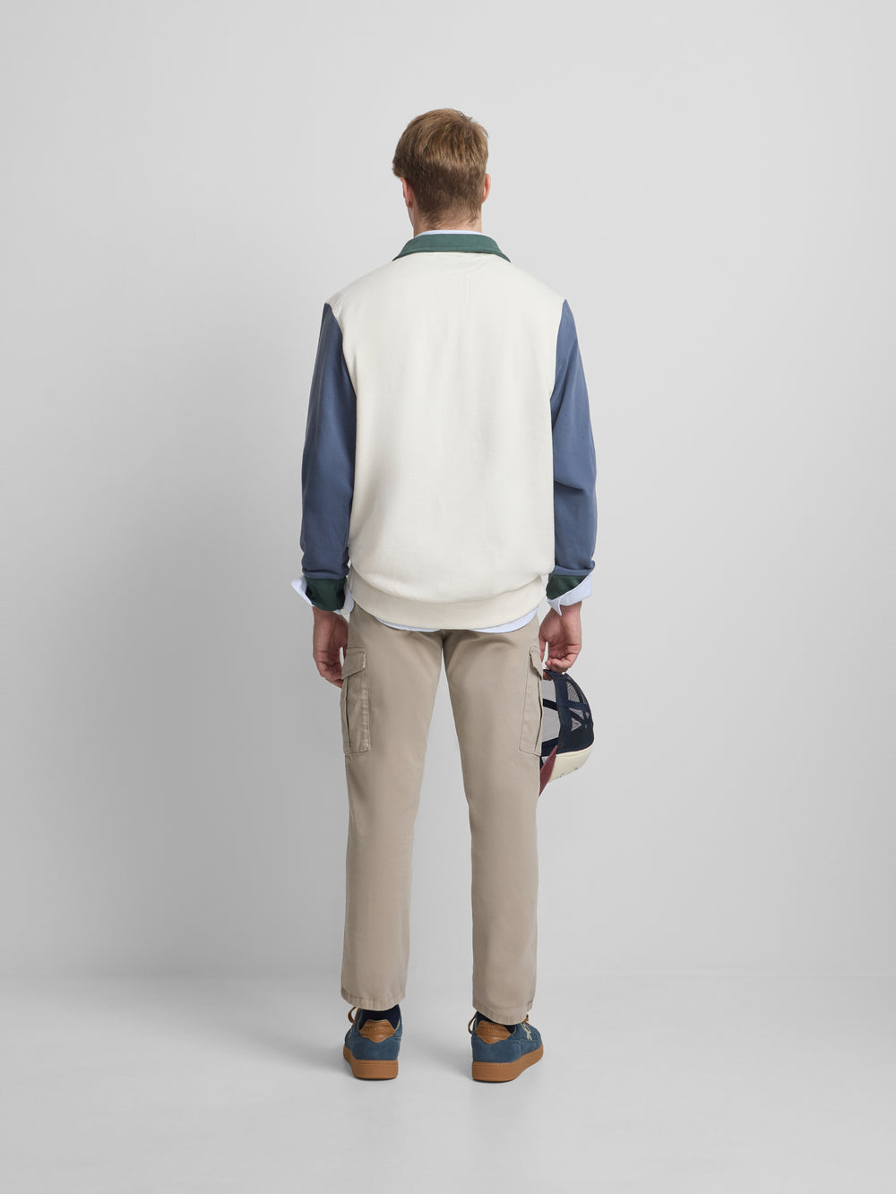 Sudadera media cremallera multicolor crema