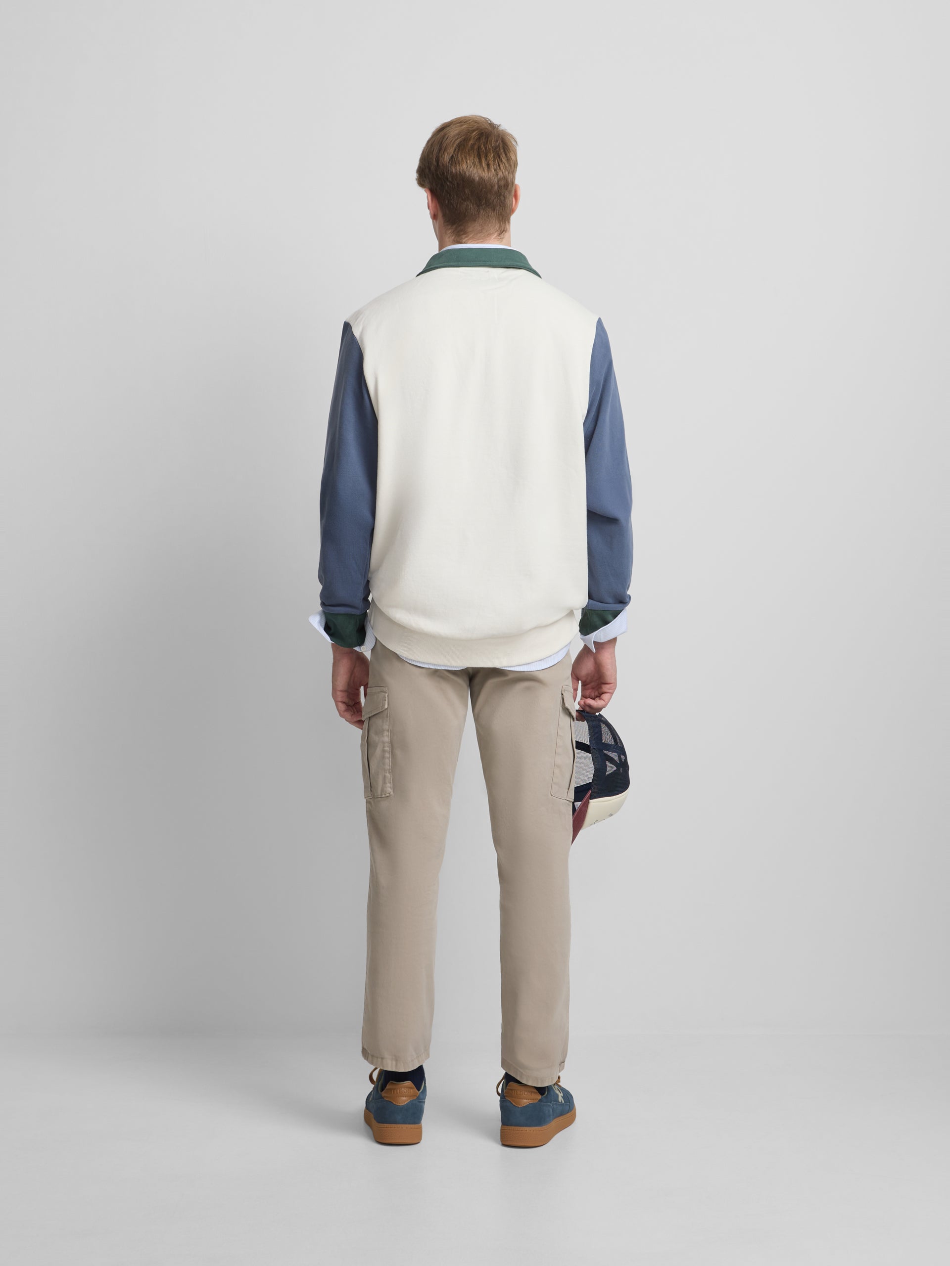 Sudadera media cremallera multicolor crema