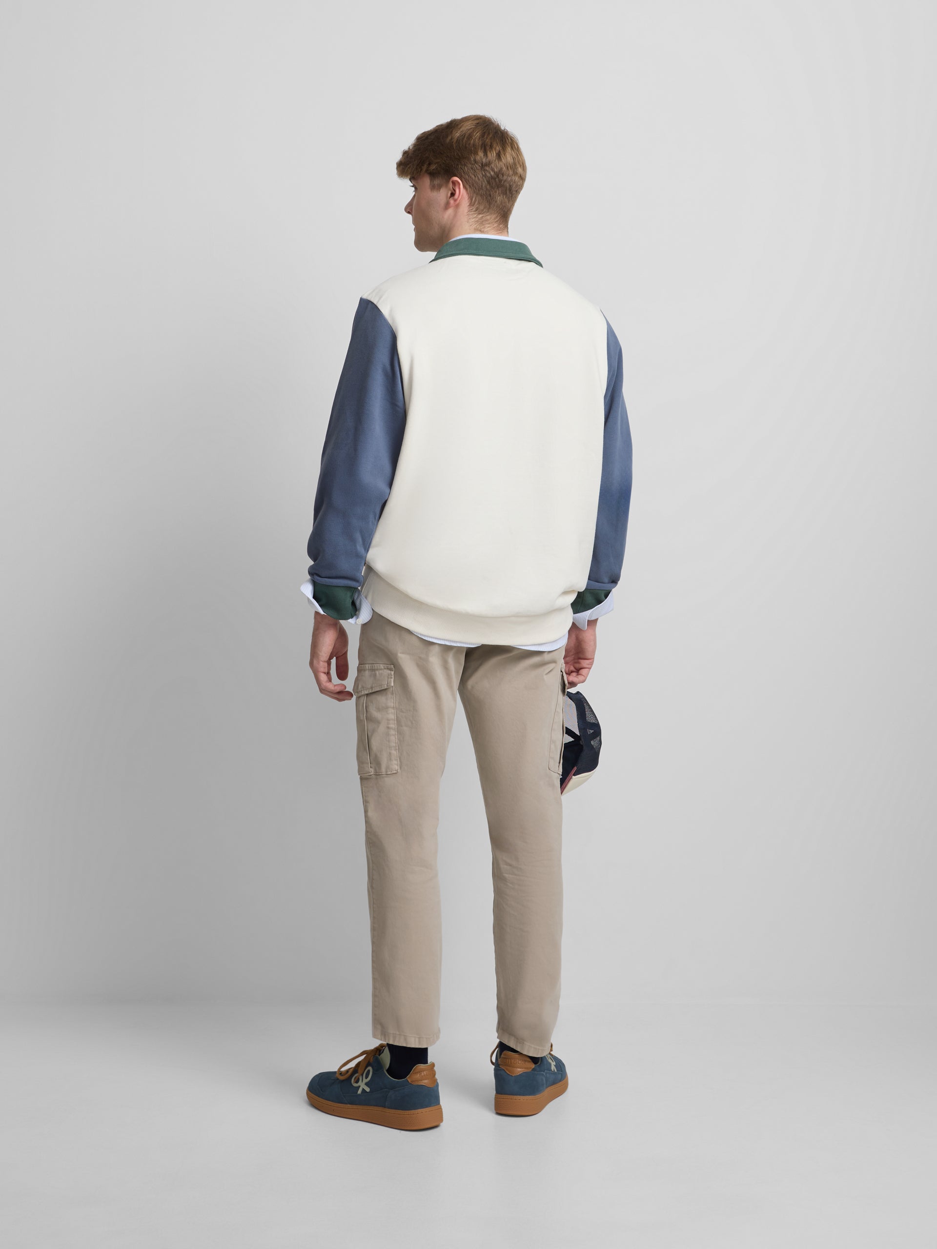 Sudadera media cremallera multicolor crema