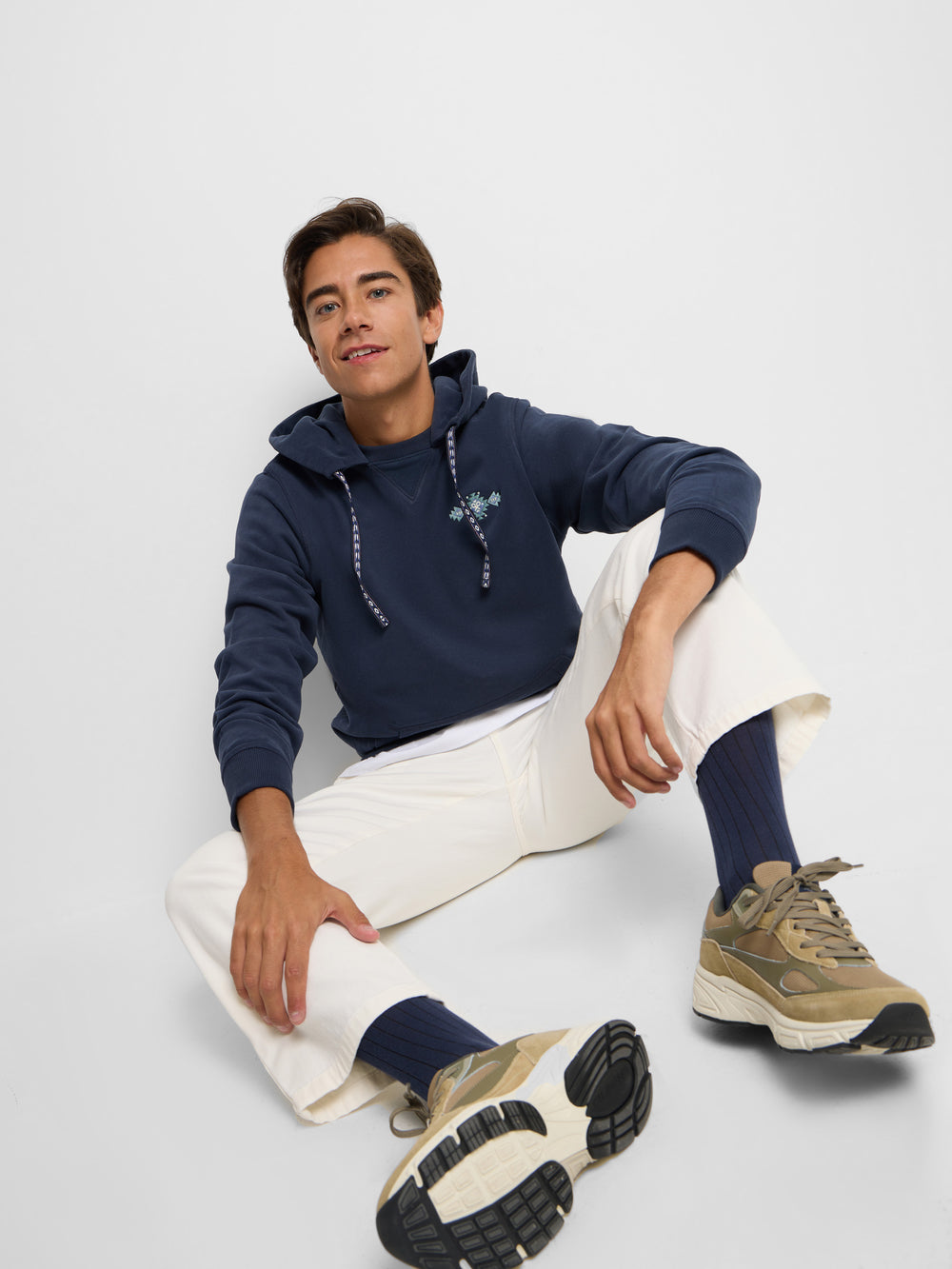 Sudadera hoodie cordon etnico azul marino