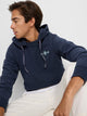 Sweatshirt hoodie com cordão étnico azul-marinho