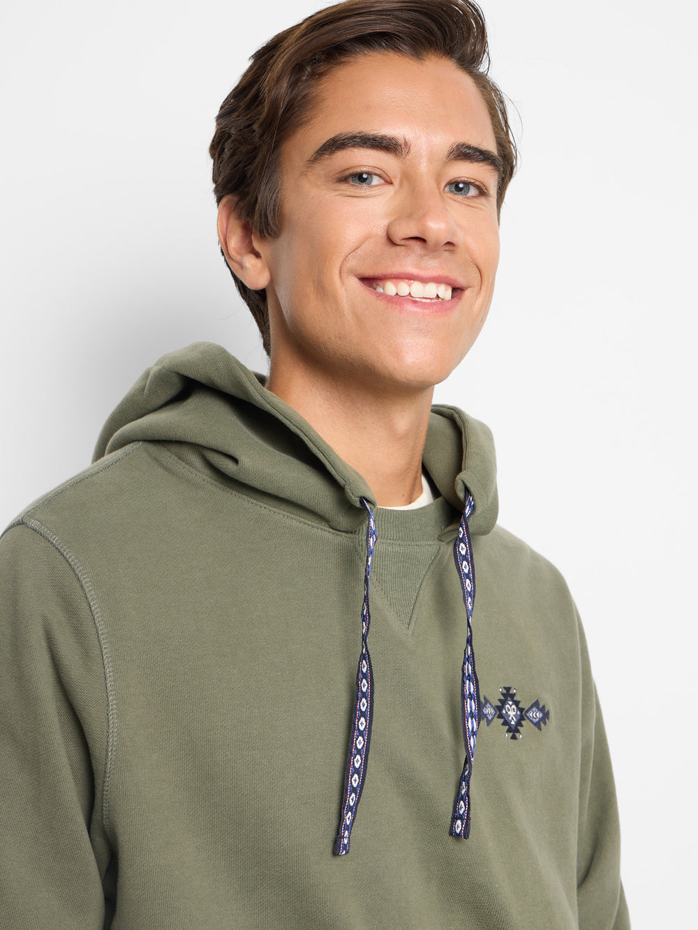 Sweatshirt hoodie com cordão étnico verde claro