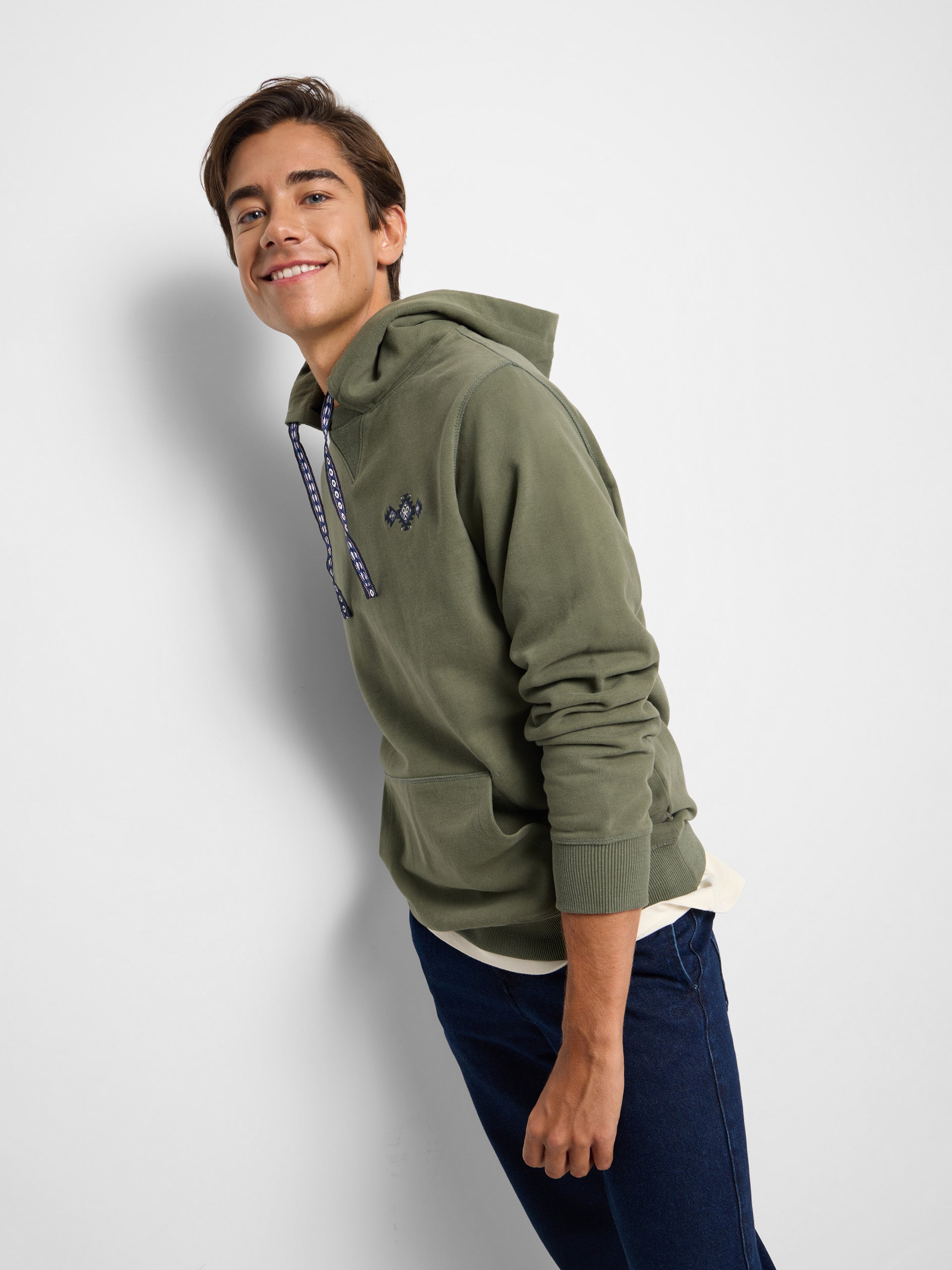 Sudadera hoodie cordon etnico verde claro