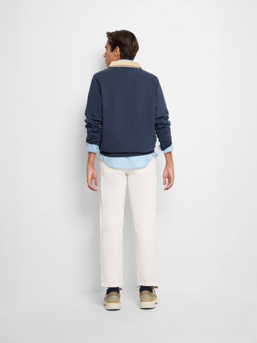 Sudadera media cremallera pana azul marino