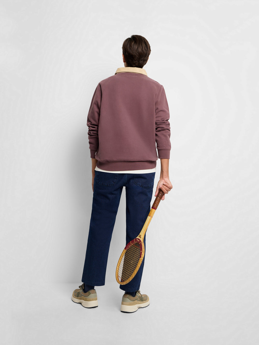 Sudadera media cremallera pana burdeos