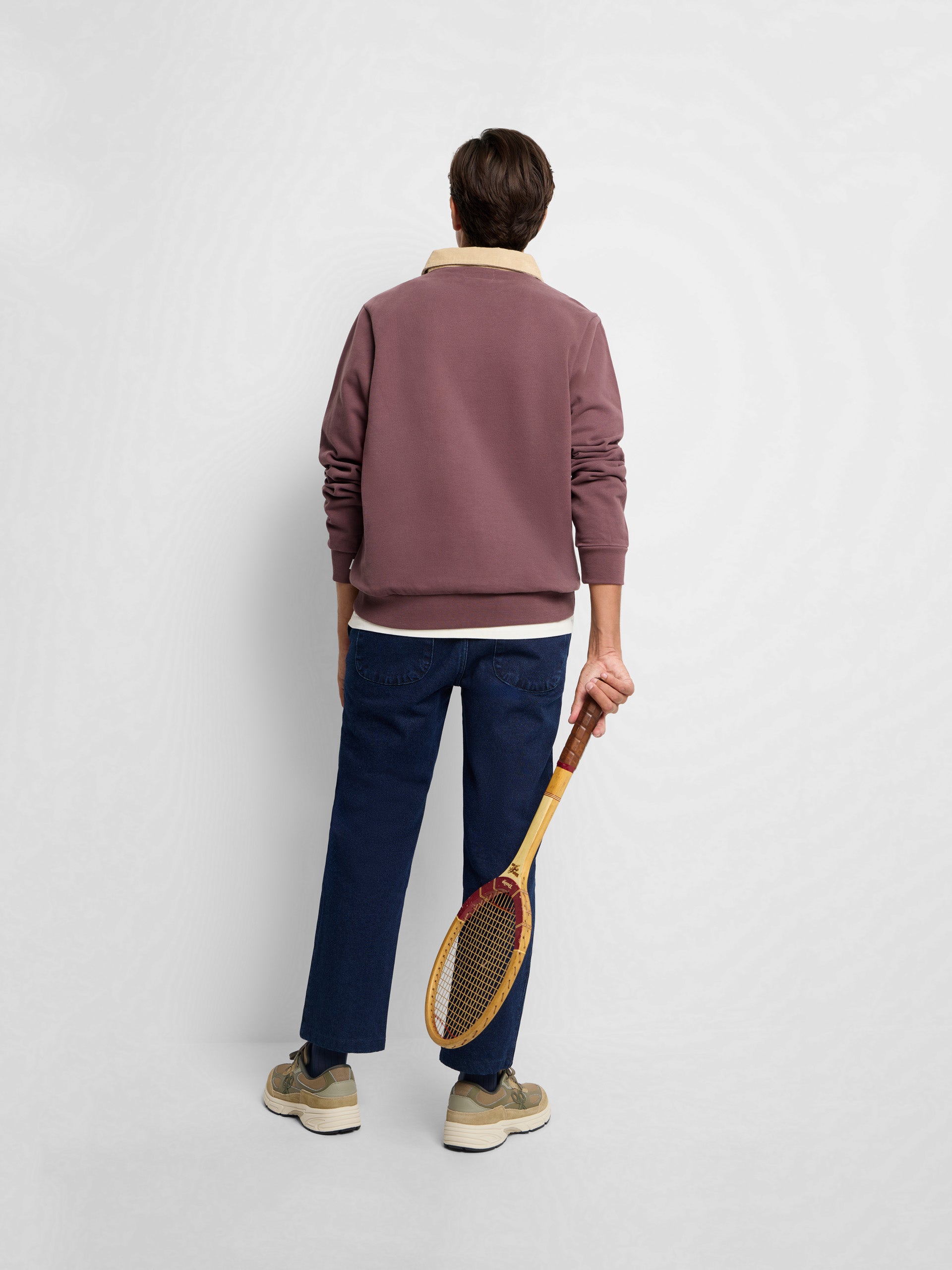 Sudadera media cremallera pana burdeos