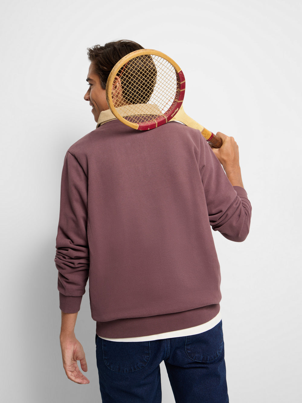 Sudadera media cremallera pana burdeos