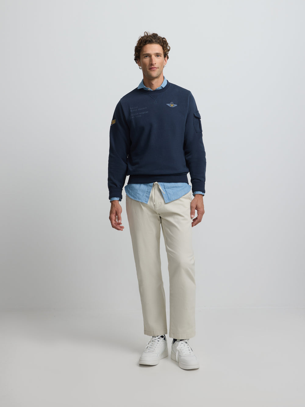 Sudadera parches military marino