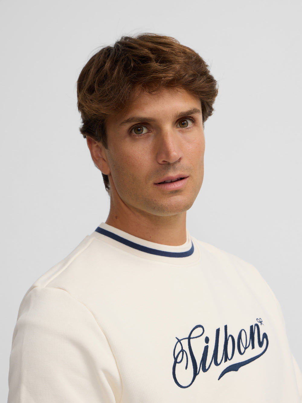 Sweatshirt rétro lettrage crème