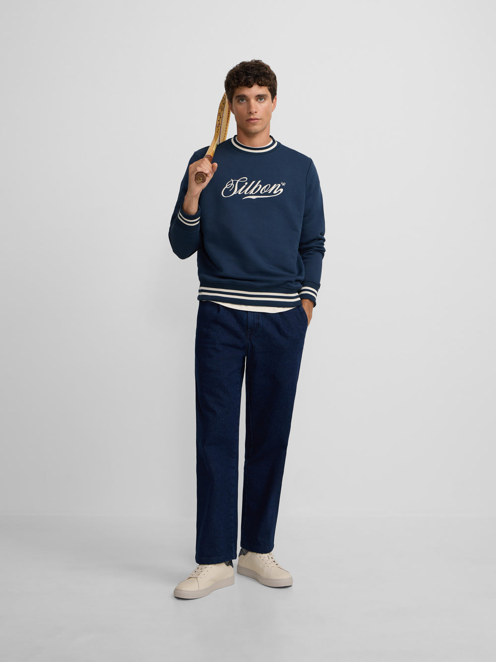 Sudadera retro lettering marino