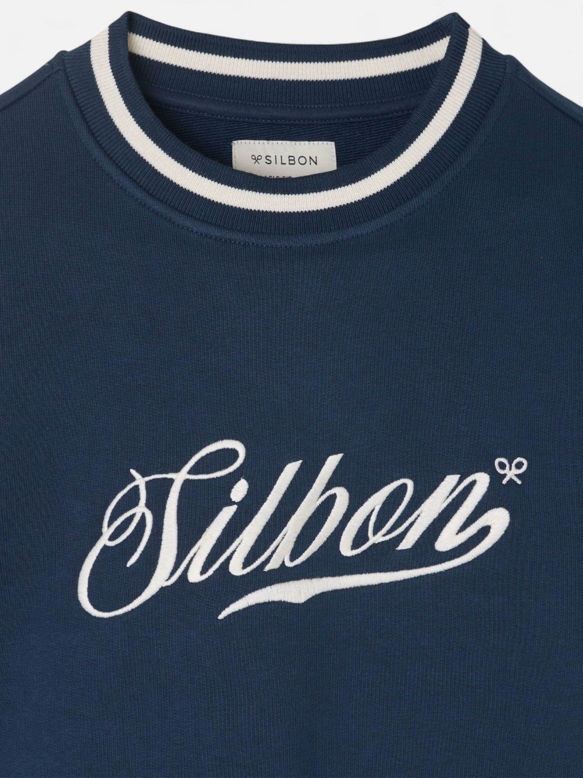 Sweat-shirt bleu marine à lettrage rétro