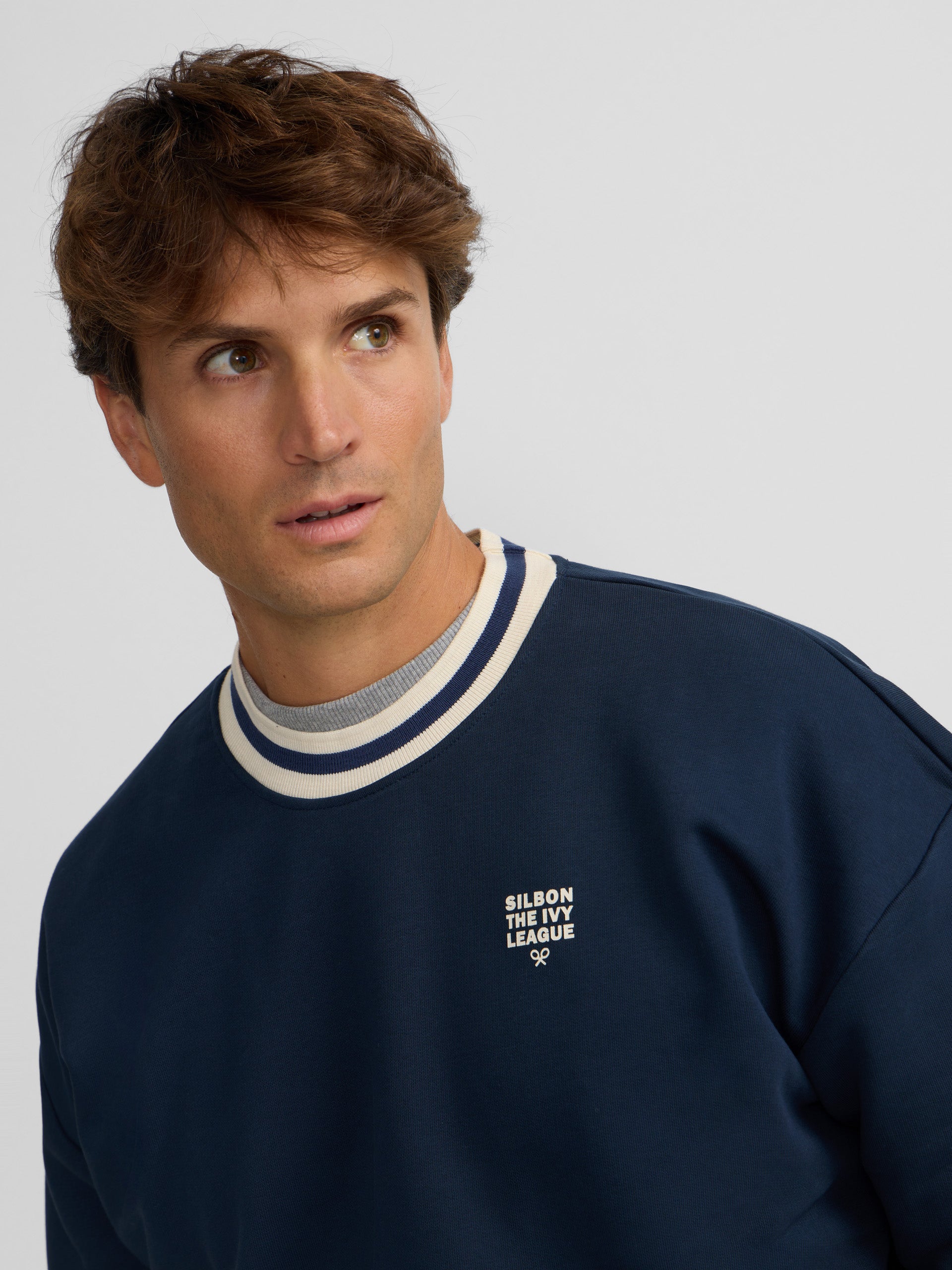 Sweatshirt relaxed fit Ivy League azul-marinho