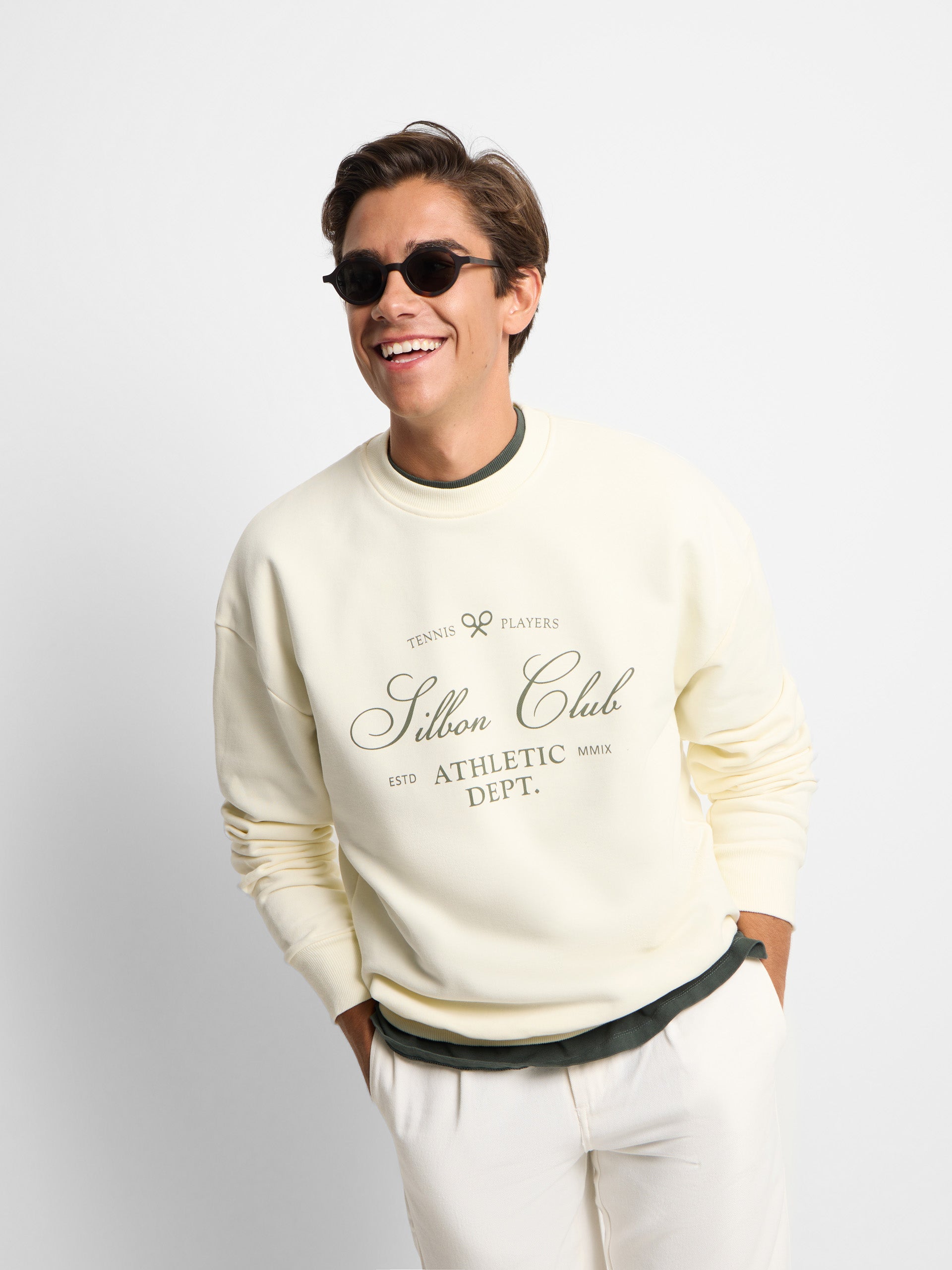 Sweat-shirt crème Silbon Club coupe spéciale