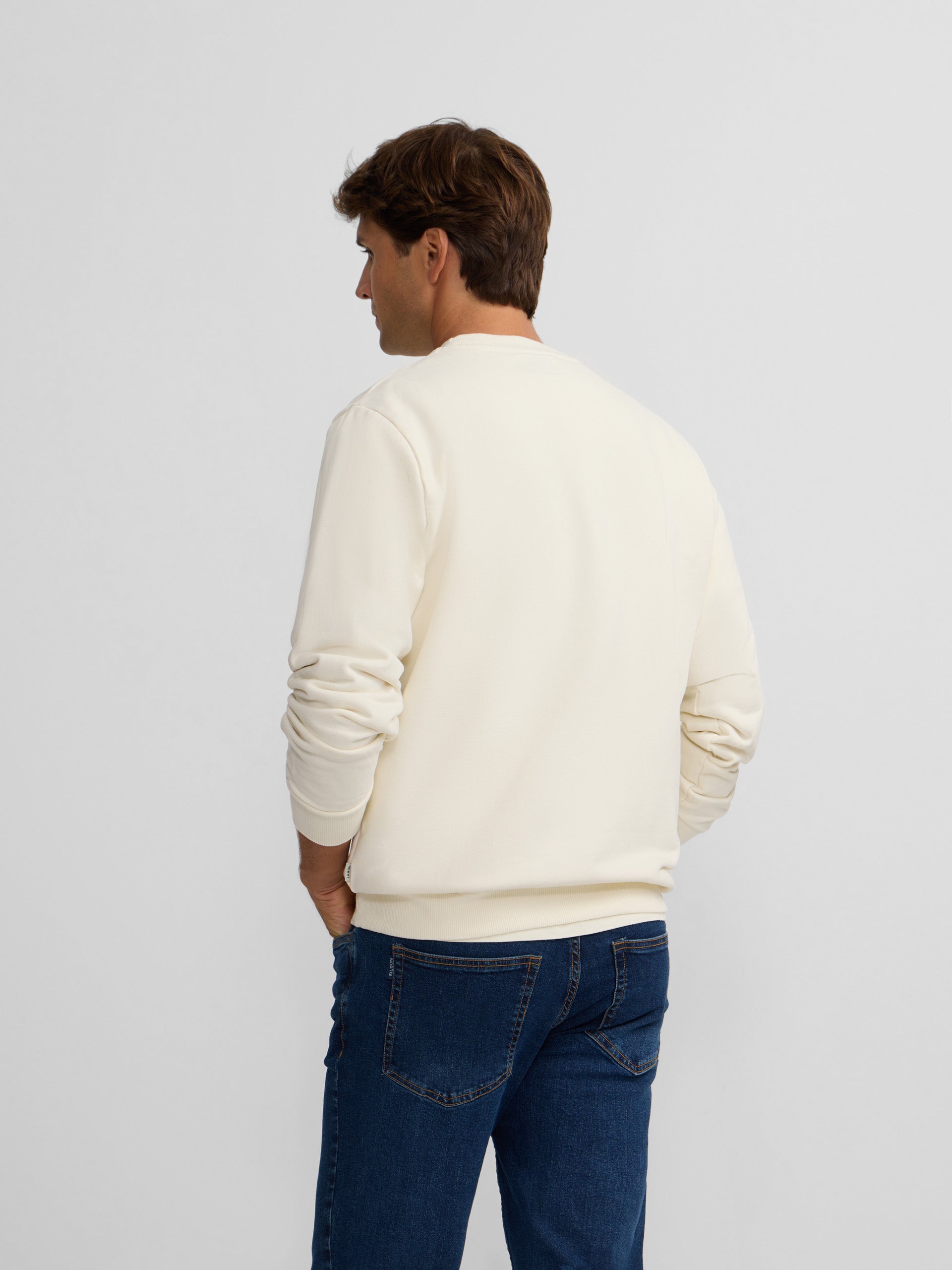 Sweat-shirt crème floqué Silbon