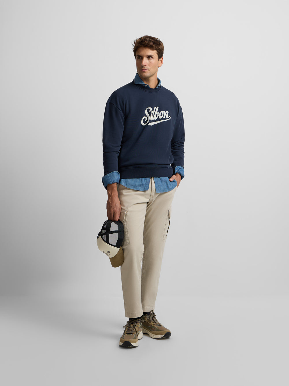 Sudadera relaxed fit retro azul marino