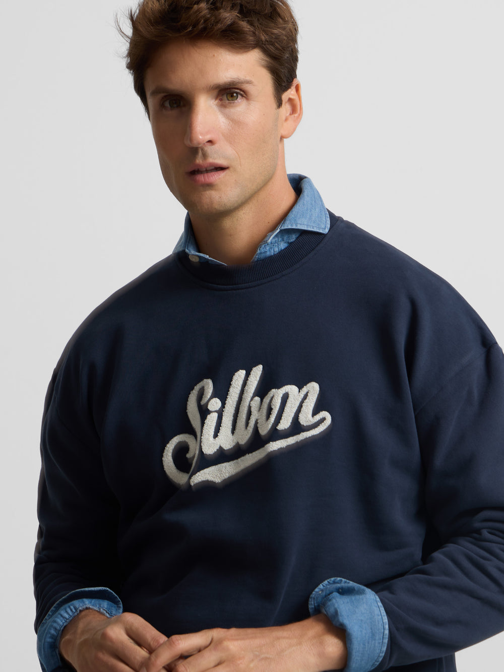 Sudadera relaxed fit retro azul marino