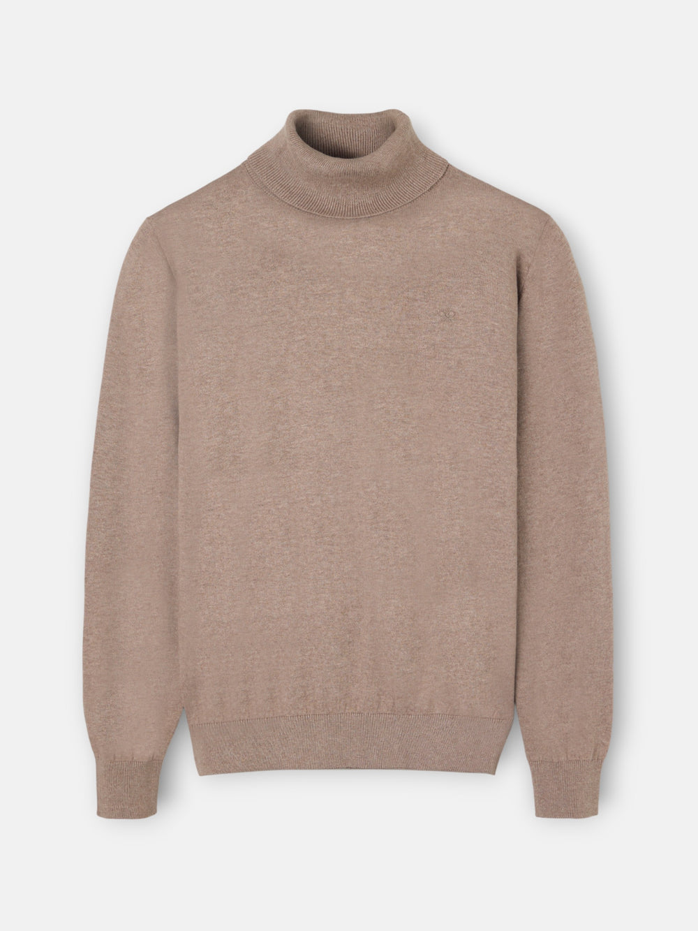 Camisola clássica de gola alta castanha clara