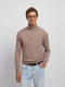 Pull col roulé marron clair classique