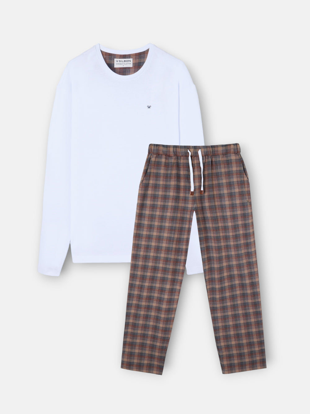 brown grey tartan plaid pajamas