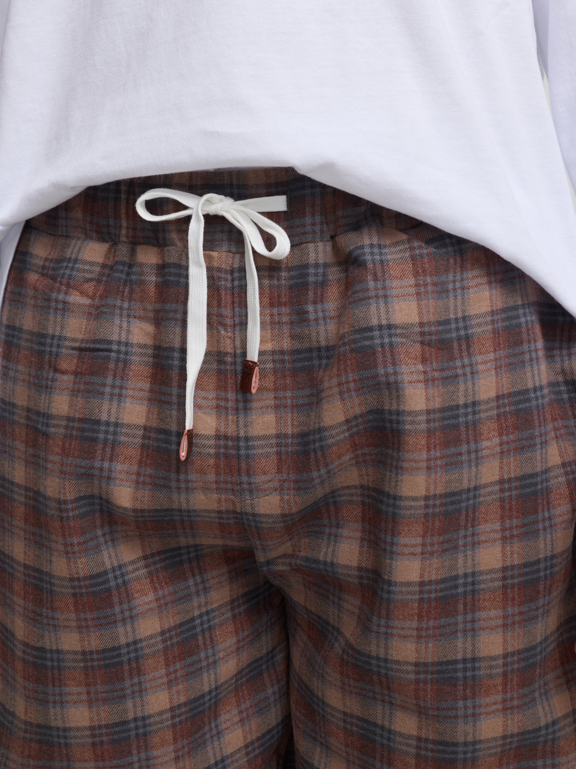 brown grey tartan plaid pajamas