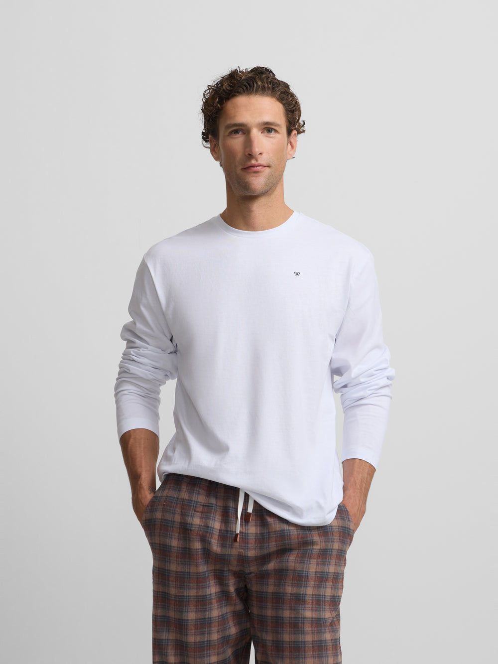 brown grey tartan plaid pajamas