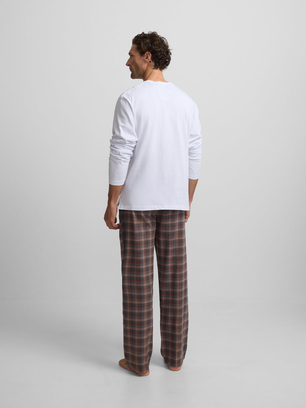 brown grey tartan plaid pajamas