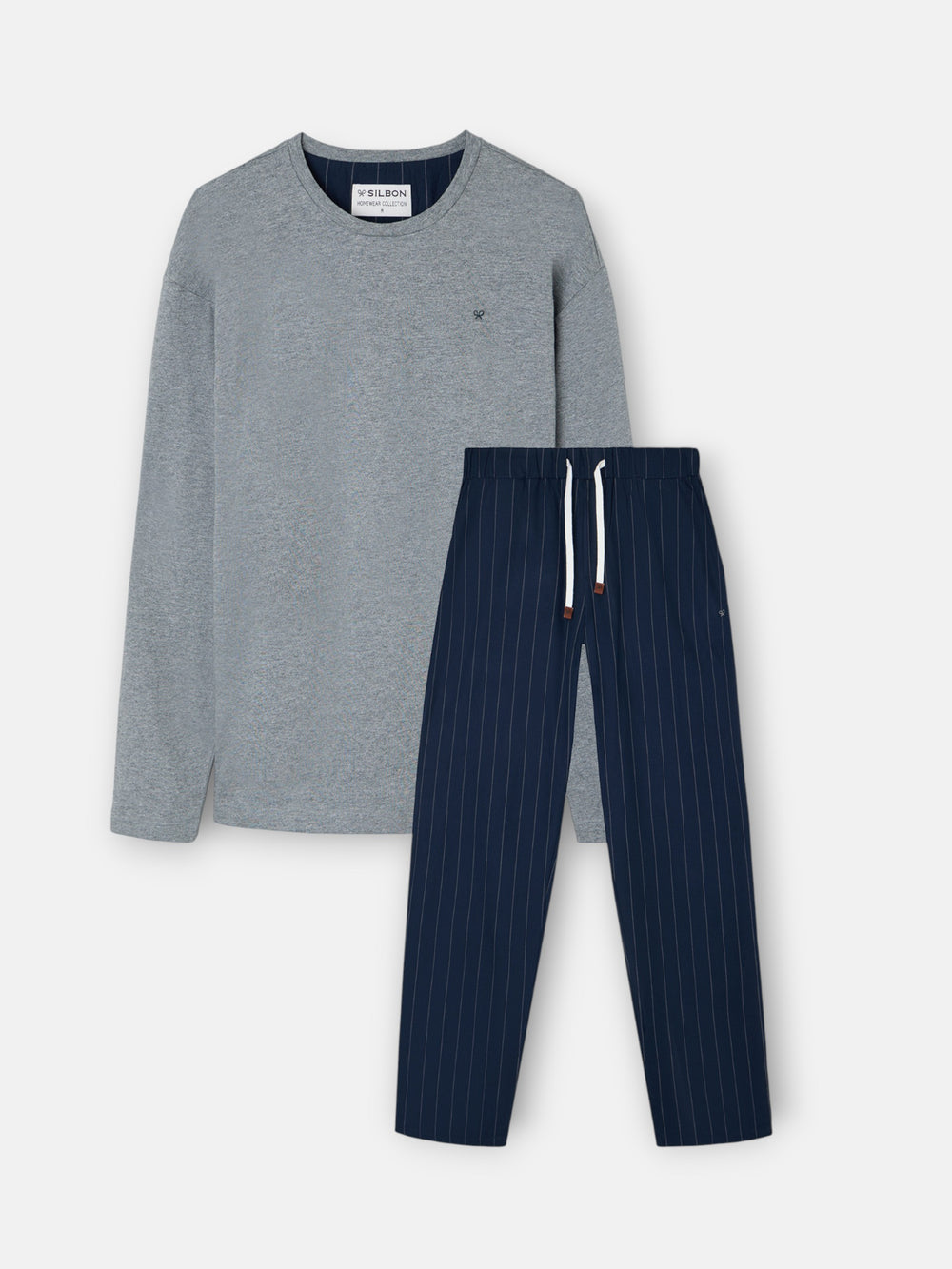 Navy blue pinstriped pajamas