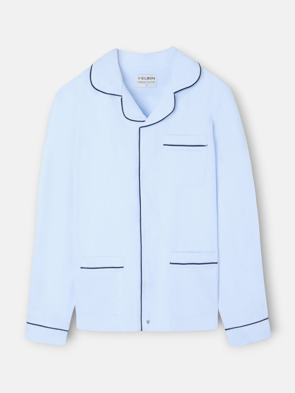 Light blue houndstooth shirt-style pajamas