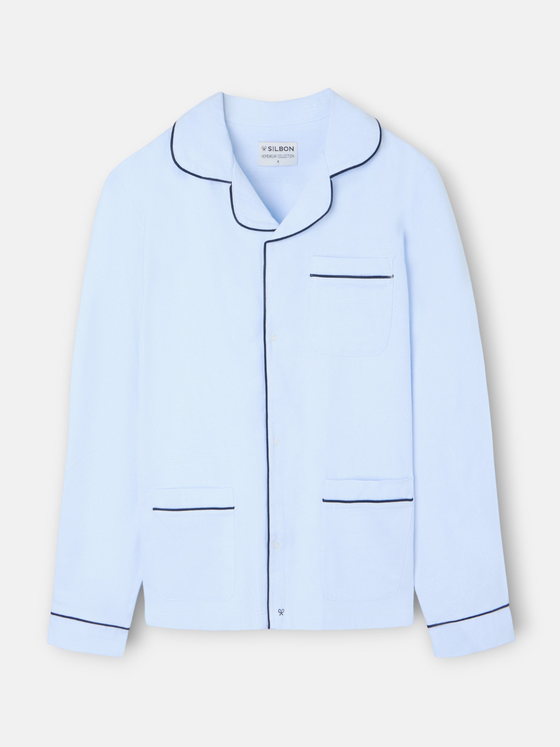 Light blue houndstooth shirt-style pajamas